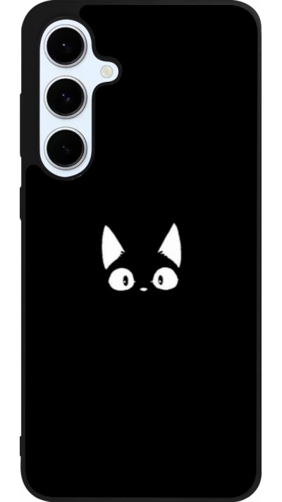 Coque Samsung Galaxy S24 FE - Silicone rigide noir Funny cat on black