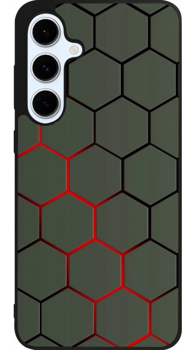 Coque Samsung Galaxy S24 FE - Silicone rigide noir Geometric Line red