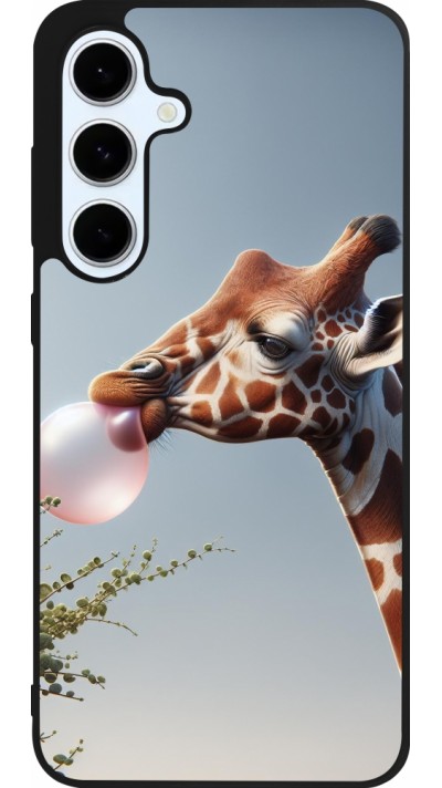 Coque Samsung Galaxy S24 FE - Silicone rigide noir Girafe à bulle