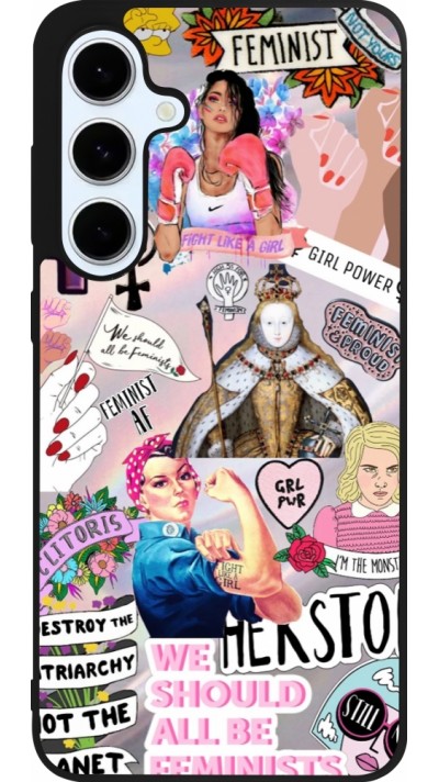 Coque Samsung Galaxy S24 FE - Silicone rigide noir Girl Power Collage