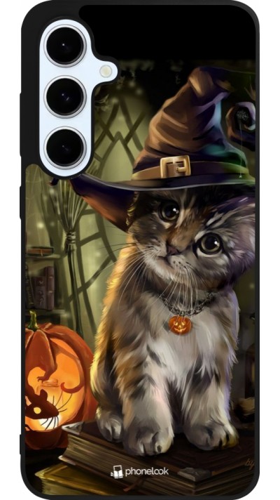 Coque Samsung Galaxy S24 FE - Silicone rigide noir Halloween 21 Witch cat