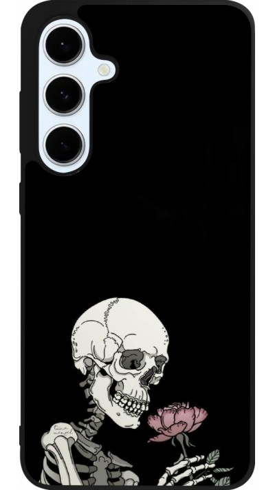 Coque Samsung Galaxy S24 FE - Silicone rigide noir Halloween 2023 rose and skeleton