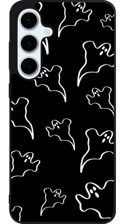 Coque Samsung Galaxy S24 FE - Silicone rigide noir Halloween 2024 black and white ghosts