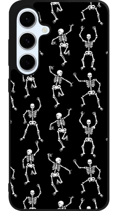 Coque Samsung Galaxy S24 FE - Silicone rigide noir Halloween 2024 dancing skeleton