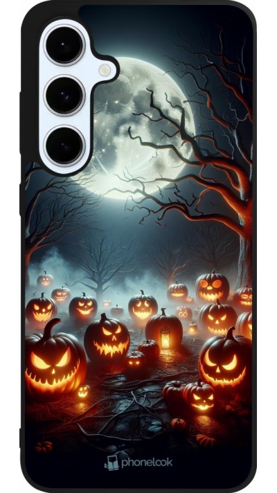 Coque Samsung Galaxy S24 FE - Silicone rigide noir Halloween 2024 Many Pumpkins