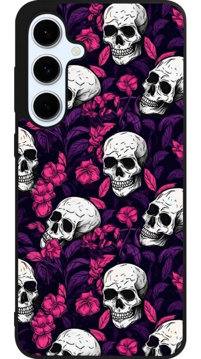 Coque Samsung Galaxy S24 FE - Silicone rigide noir Halloween 2024 romantic skulls