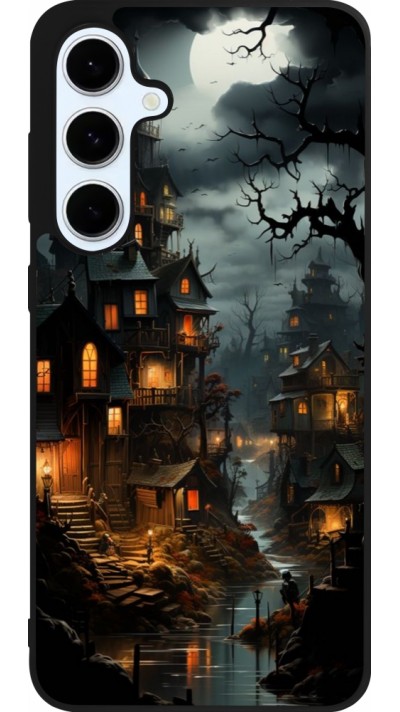 Coque Samsung Galaxy S24 FE - Silicone rigide noir Halloween 2024 scary town