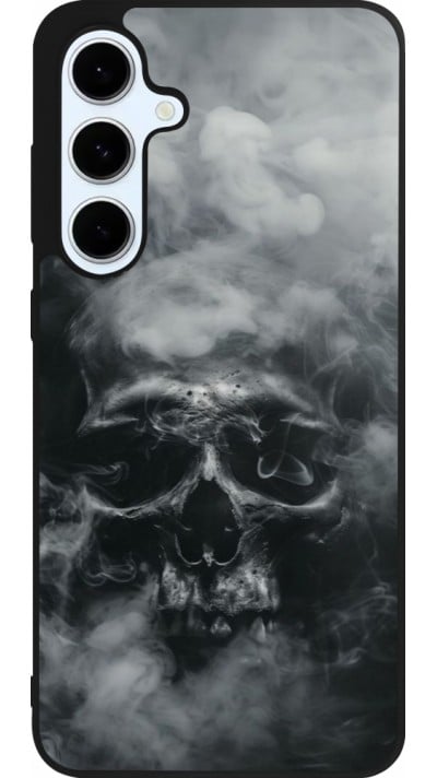 Coque Samsung Galaxy S24 FE - Silicone rigide noir Halloween 2024 smoky skull