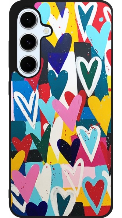 Coque Samsung Galaxy S24 FE - Silicone rigide noir Joyful Hearts