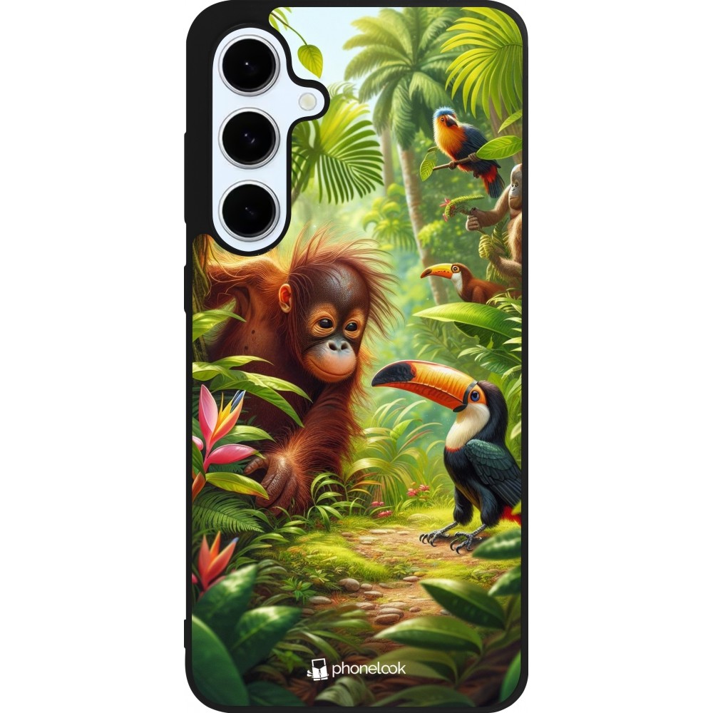 Coque Samsung Galaxy S24 FE - Silicone rigide noir Jungle Tropicale Tayrona