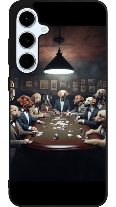 Coque Samsung Galaxy S24 FE - Silicone rigide noir Les pokerdogs