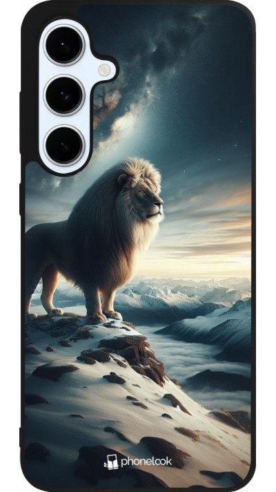 Coque Samsung Galaxy S24 FE - Silicone rigide noir Le lion blanc