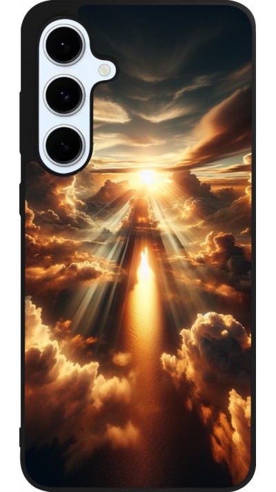 Coque Samsung Galaxy S24 FE - Silicone rigide noir Lueur Céleste Zenith