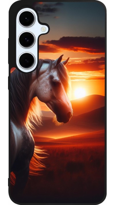 Coque Samsung Galaxy S24 FE - Silicone rigide noir Majestic Sunset Horse