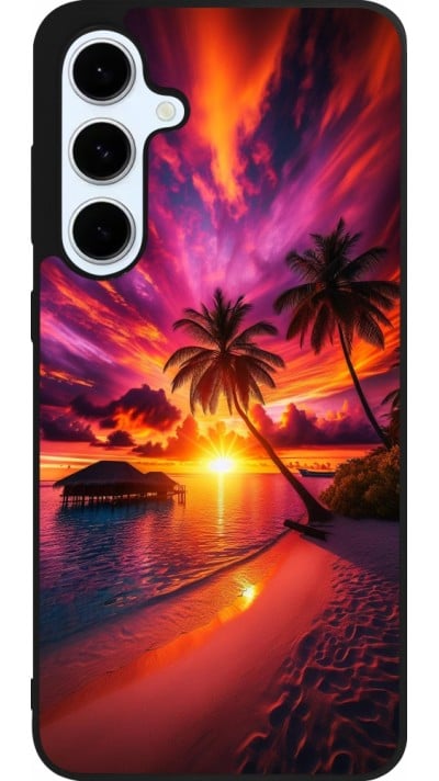 Coque Samsung Galaxy S24 FE - Silicone rigide noir Maldives Dusk Bliss