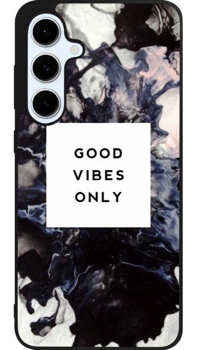 Coque Samsung Galaxy S24 FE - Silicone rigide noir Marble Good Vibes Only