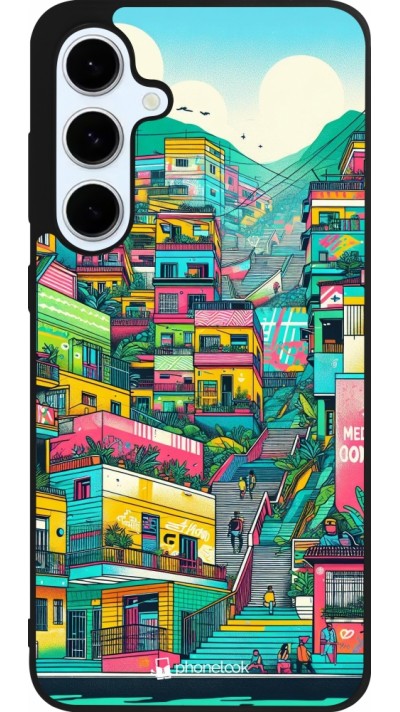 Coque Samsung Galaxy S24 FE - Silicone rigide noir Medellin Comuna 13 Art