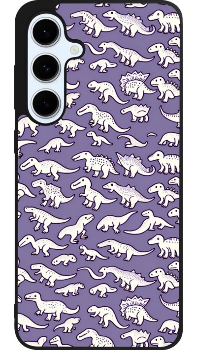 Coque Samsung Galaxy S24 FE - Silicone rigide noir Mini dino pattern violet