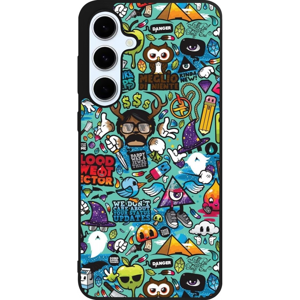 Samsung Galaxy S24 FE Case Hülle - Silikon schwarz Mixed Cartoons Turquoise