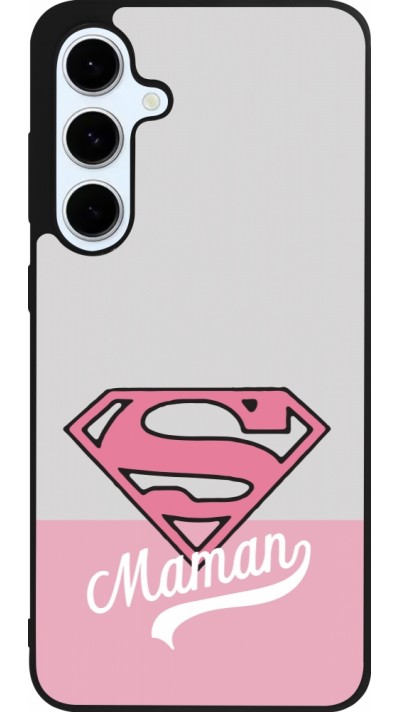 Coque Samsung Galaxy S24 FE - Silicone rigide noir Mom 2024 Super hero maman