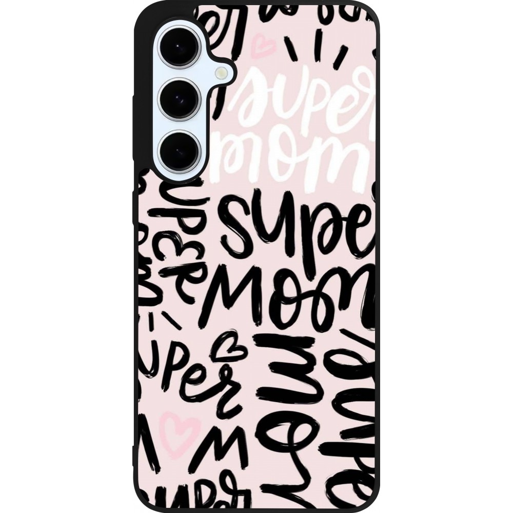 Coque Samsung Galaxy S24 FE - Silicone rigide noir Mom 2024 Super mom