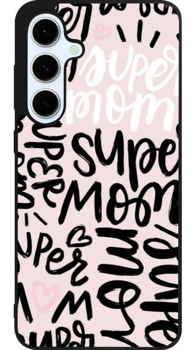 Coque Samsung Galaxy S24 FE - Silicone rigide noir Mom 2024 Super mom