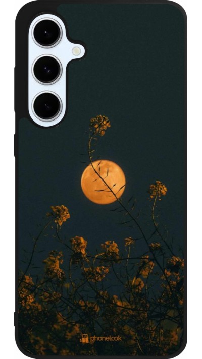 Coque Samsung Galaxy S24 FE - Silicone rigide noir Moon Flowers