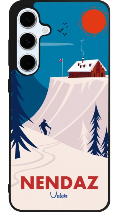 Coque Samsung Galaxy S24 FE - Silicone rigide noir Nendaz Cabane Ski