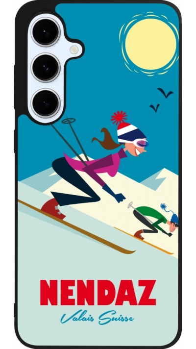 Coque Samsung Galaxy S24 FE - Silicone rigide noir Nendaz Ski Downhill