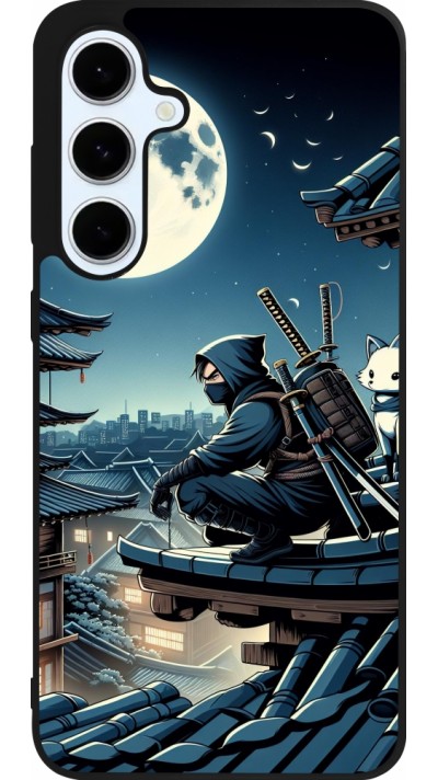 Coque Samsung Galaxy S24 FE - Silicone rigide noir Ninja sous la lune