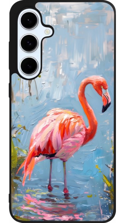 Coque Samsung Galaxy S24 FE - Silicone rigide noir Paint Flamingo