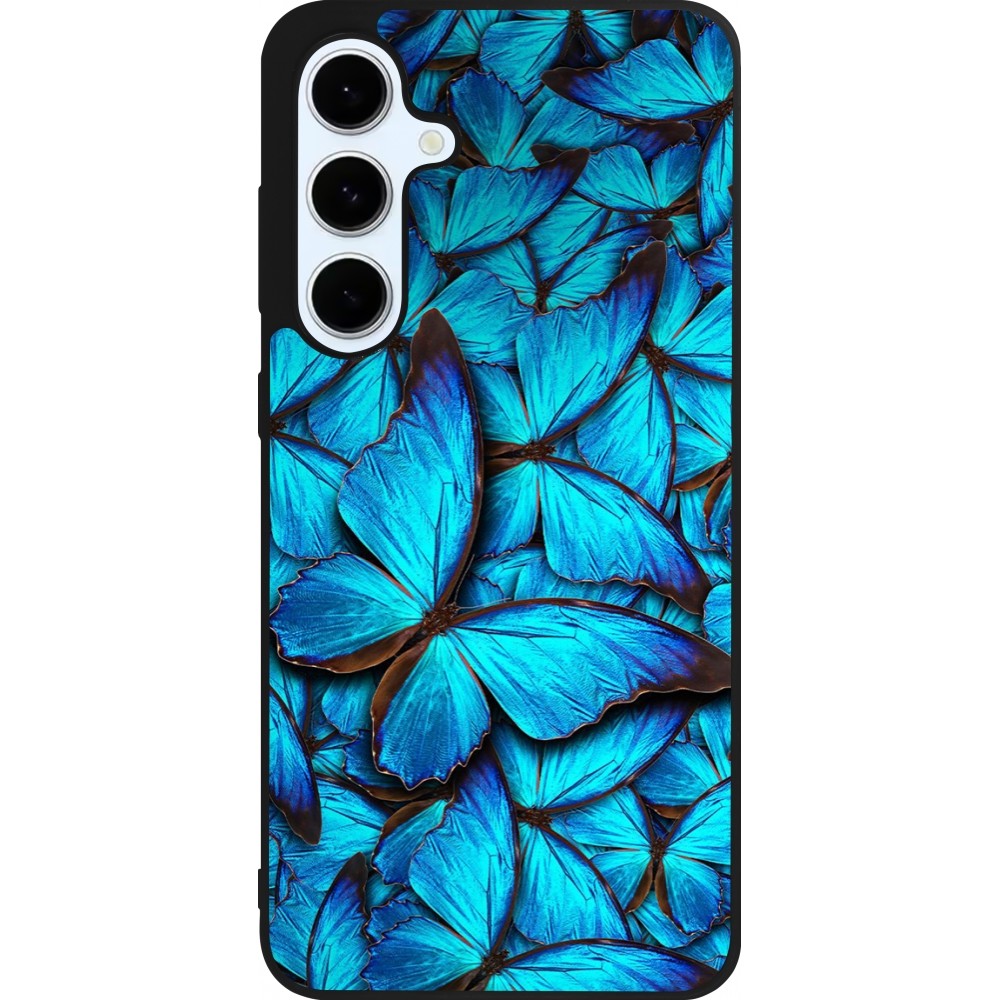 Samsung Galaxy S24 FE Case Hülle - Silikon schwarz Papillon bleu