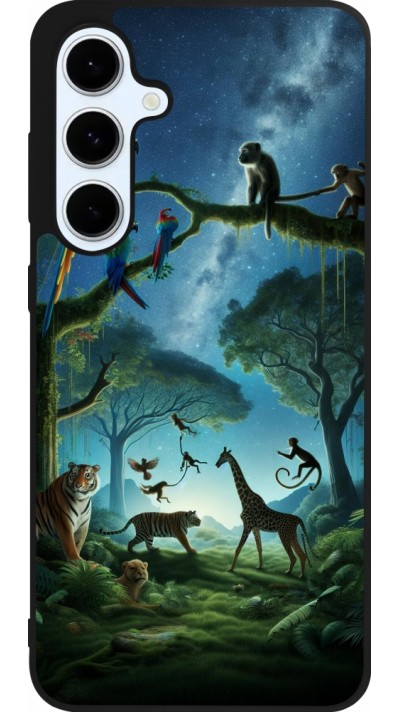 Coque Samsung Galaxy S24 FE - Silicone rigide noir Paradis des animaux exotiques