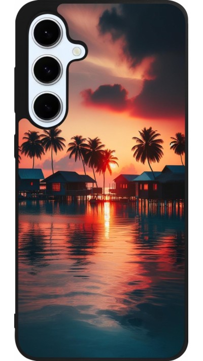 Coque Samsung Galaxy S24 FE - Silicone rigide noir Paradis Maldives