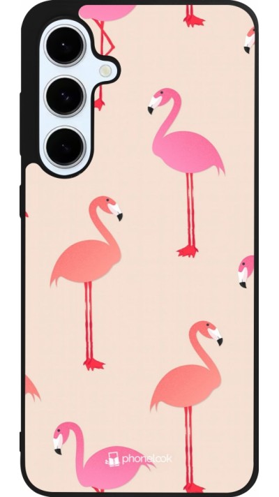 Coque Samsung Galaxy S24 FE - Silicone rigide noir Pink Flamingos Pattern