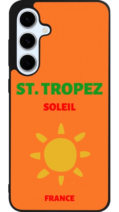 Coque Samsung Galaxy S24 FE - Silicone rigide noir Pop Summer Destination St-Tropez