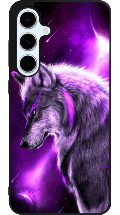 Coque Samsung Galaxy S24 FE - Silicone rigide noir Purple Sky Wolf