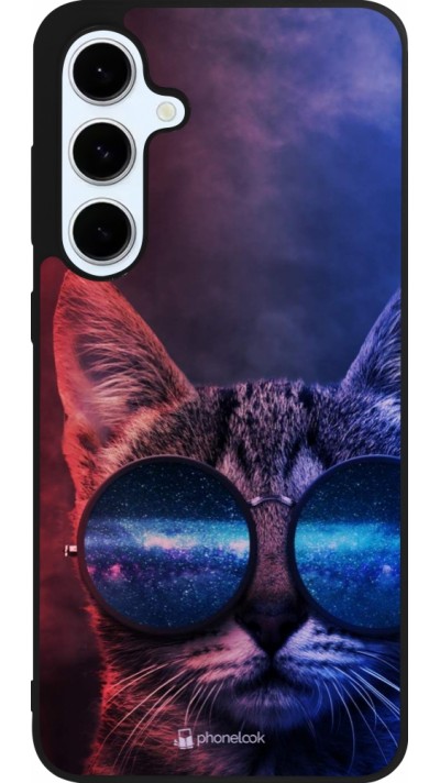 Coque Samsung Galaxy S24 FE - Silicone rigide noir Red Blue Cat Glasses