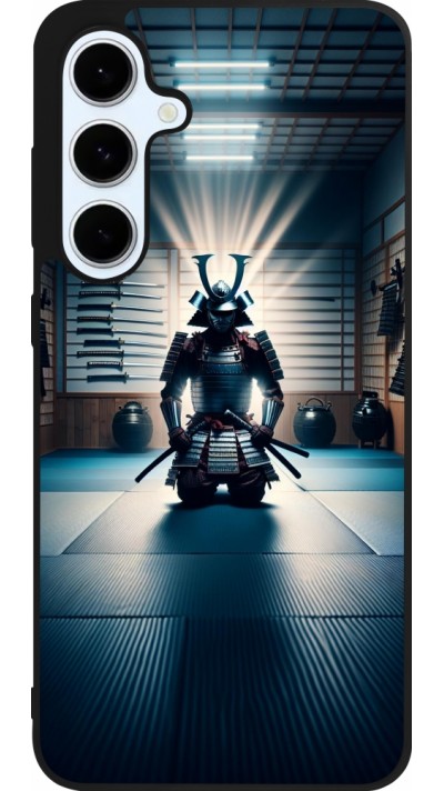 Coque Samsung Galaxy S24 FE - Silicone rigide noir Samouraï en prière