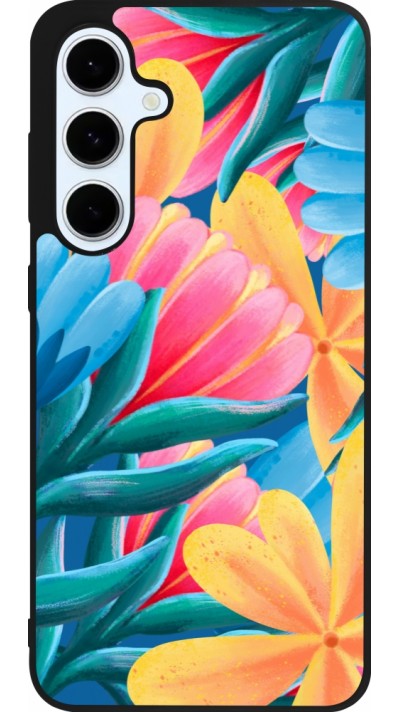 Coque Samsung Galaxy S24 FE - Silicone rigide noir Spring 23 colorful flowers