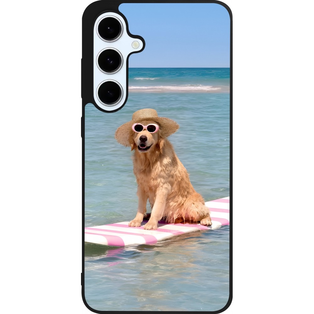 Coque Samsung Galaxy S24 FE - Silicone rigide noir Summer Dog on Paddle