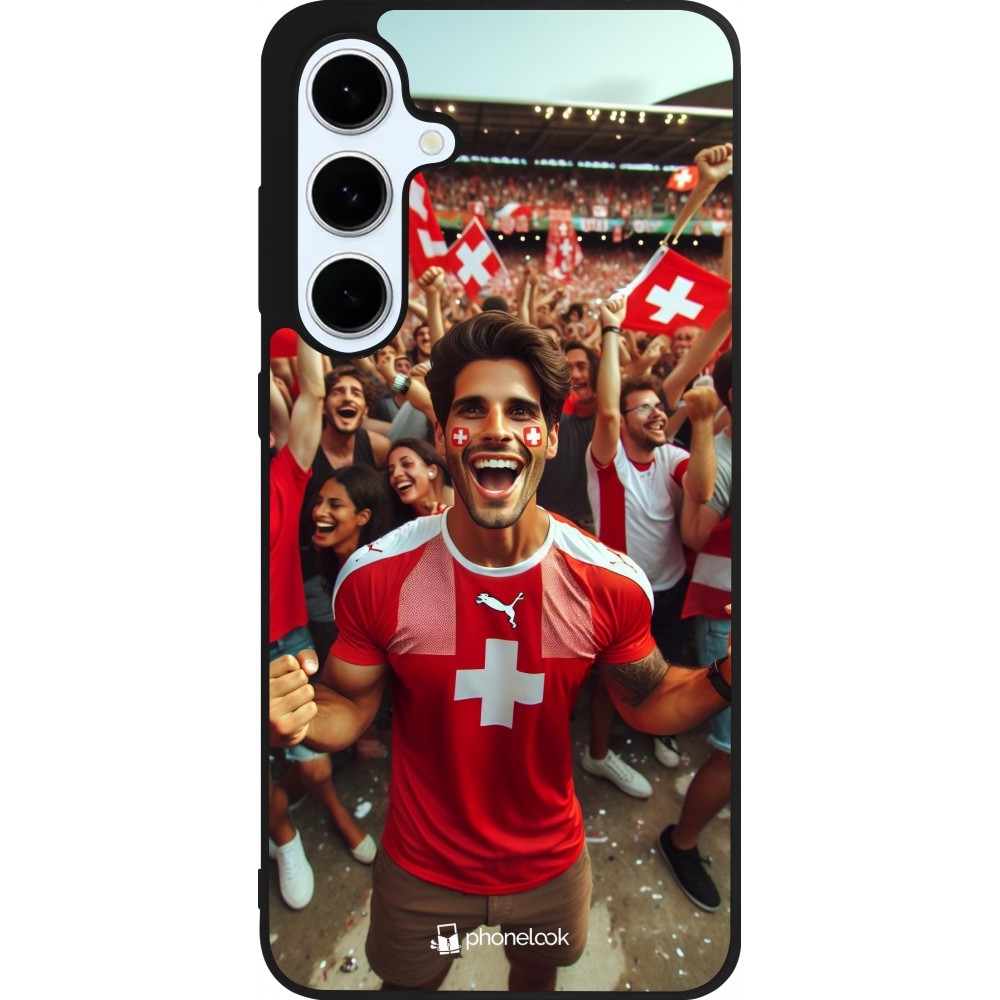 Samsung Galaxy S24 FE Case Hülle - Silikon schwarz Schweizer Fan Euro 2024