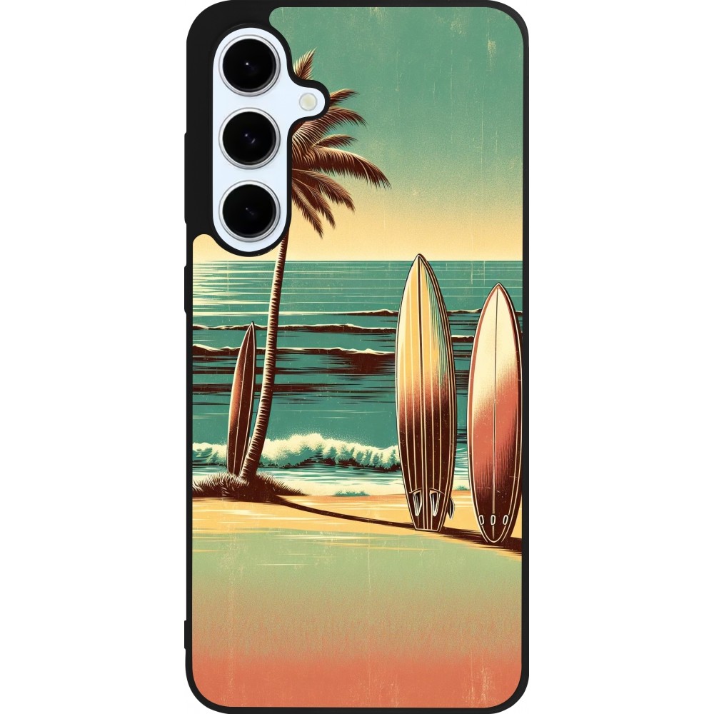 Coque Samsung Galaxy S24 FE - Silicone rigide noir Surf Paradise