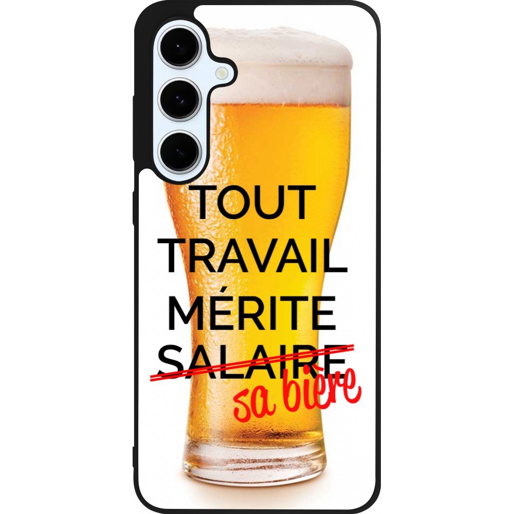 Coque Samsung Galaxy S24 FE - Silicone rigide noir Tout travail mérite sa bière