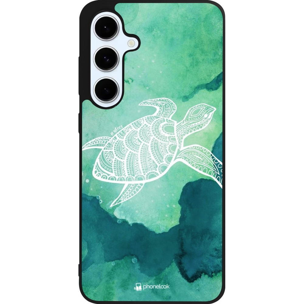 Coque Samsung Galaxy S24 FE - Silicone rigide noir Turtle Aztec Watercolor