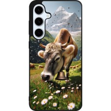 Coque Samsung Galaxy S24 FE - Silicone rigide noir Vache montagne Valais