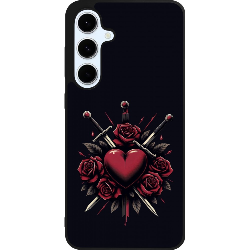 Coque Samsung Galaxy S24 FE - Silicone rigide noir Valentine 2024 gothic love