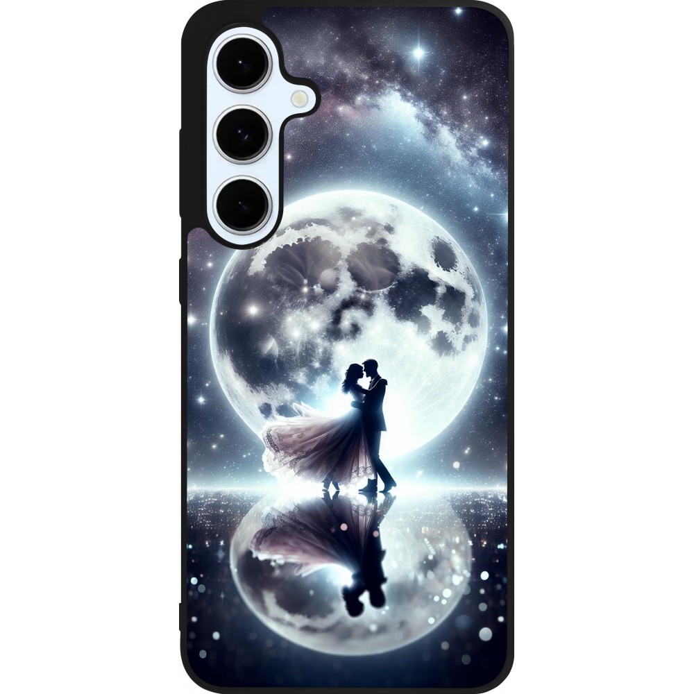 Coque Samsung Galaxy S24 FE - Silicone rigide noir Valentine 2024 Love under the moon