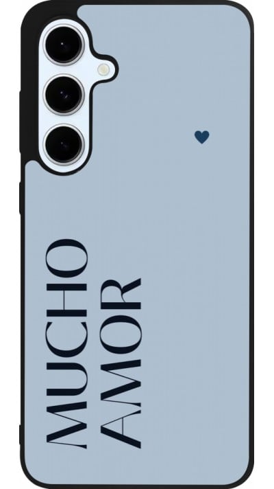 Coque Samsung Galaxy S24 FE - Silicone rigide noir Valentine 2024 mucho amor azul