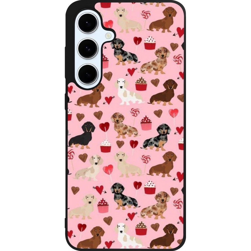 Samsung Galaxy S24 FE Case Hülle - Silikon schwarz Valentine 2024 puppy love